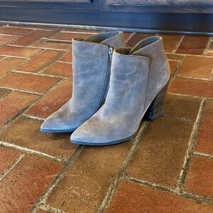 Chic Taupe Ankle GUESS Suede Booties with Block Heel